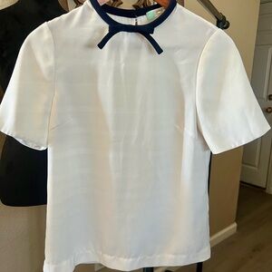 Ted Baker London Womens White Blouse with Navy Bow